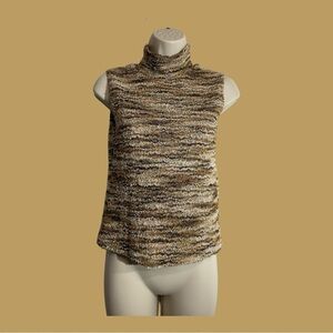Creative Design Works Petite Sleeveless Mock Turtle Stretch Knit Neutral Top PS